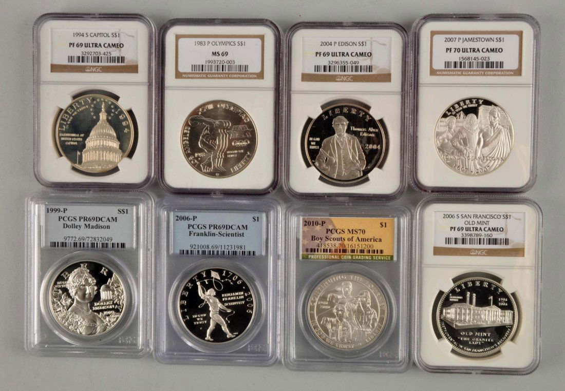 Lot Of 8: Graded Modern Commemorative MS Coins. (1 of 2)