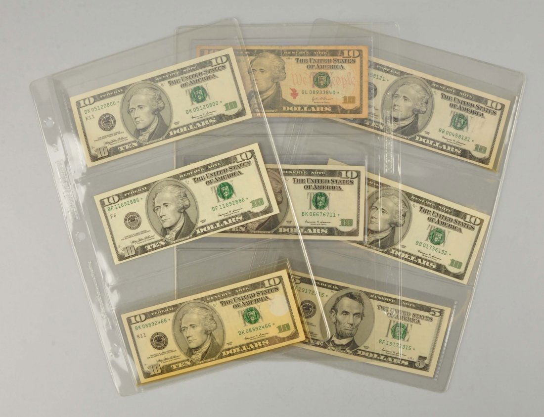 Lot of 8: $10 Star Notes & $5 Star Note. (1 of 1)