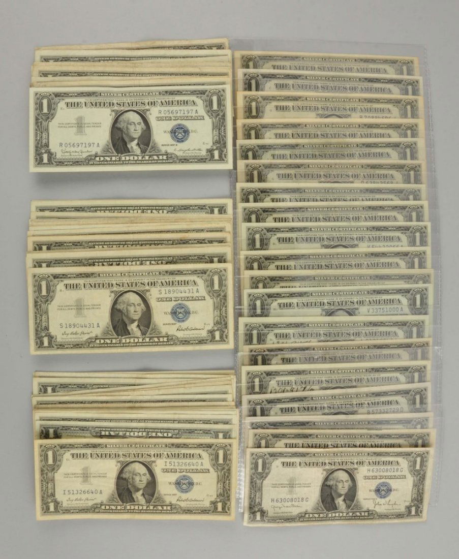 Lot of 95: $1 Silver Certificates. (1 of 1)