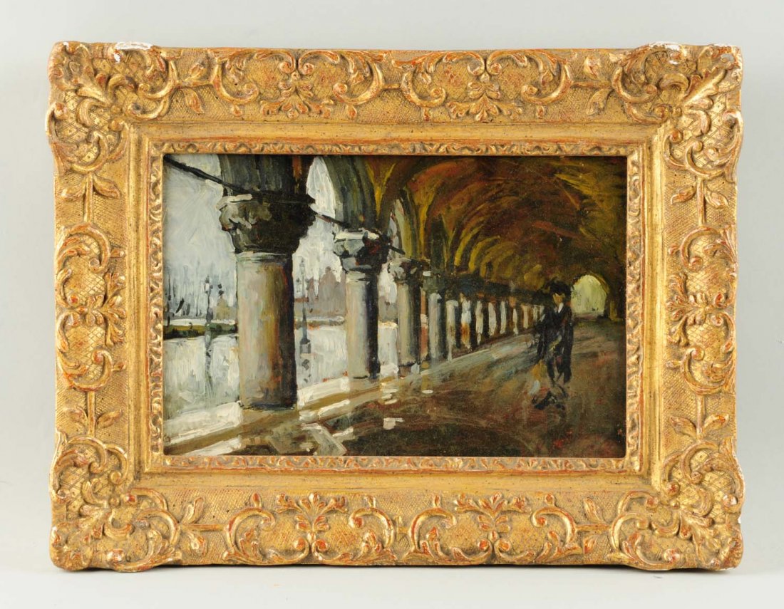 Raphaelle Vitiello.: Venetian Galley. Oil on board. 8 - 1/4" x 12 -1/4".