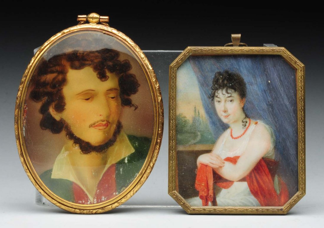 Lot Of 2: Miniature Ivory Portraits. (1 of 1)