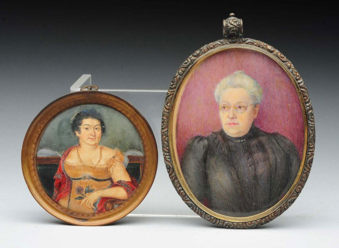 Lot Of 2: Miniature Ivory Portraits. (1 of 1)