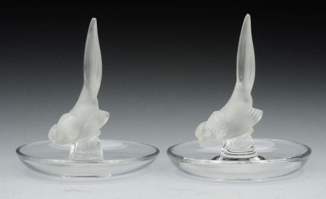 Lot of 2: Lalique Glass Ring Holders. (1 of 3)