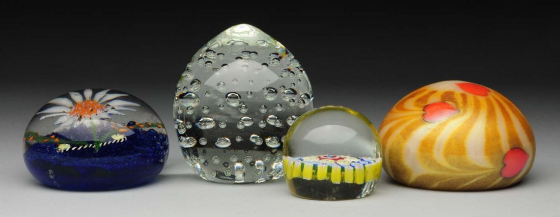 Lot Of 4: Assorted Glass Paper Weights. (1 of 2)