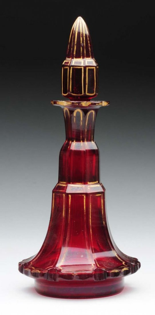 Bohemian Cut Ruby Glass Perfume Bottle. (1 of 1)