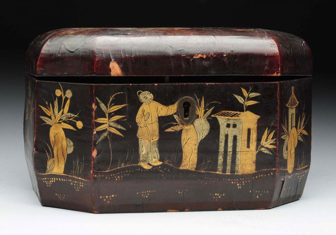 Chinese Lacquer Tea Caddy. (1 of 3)