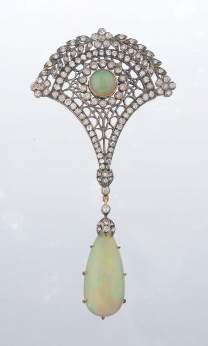 An Opal And Diamond Slide Pendant. (1 of 1)