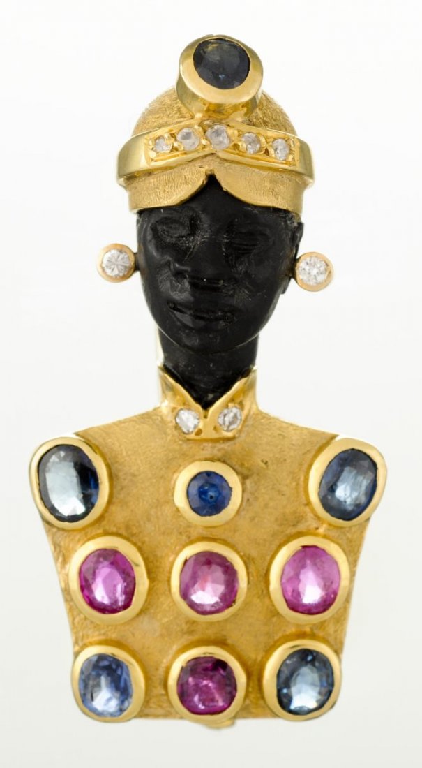 A Diamond And Gem Set Blackamoor Brooch. (1 of 1)