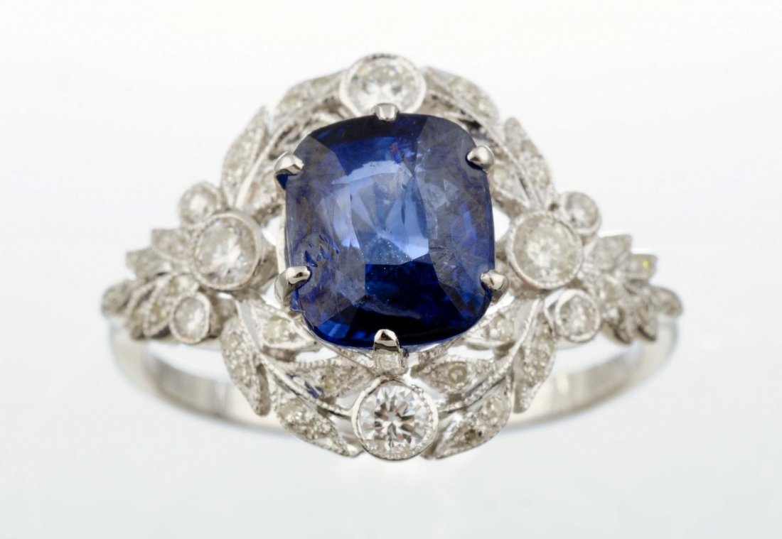 A Diamond And Sapphire Ring. (1 of 1)