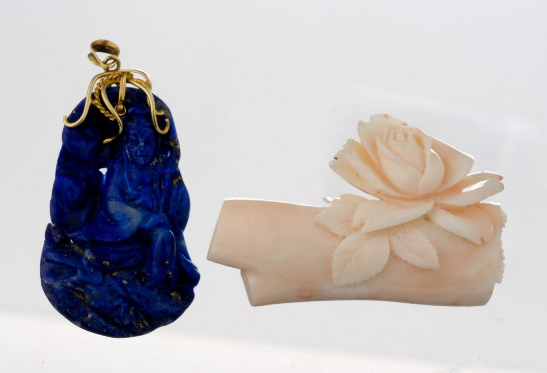 A Group Of Two Carved Pieces. (1 of 1)