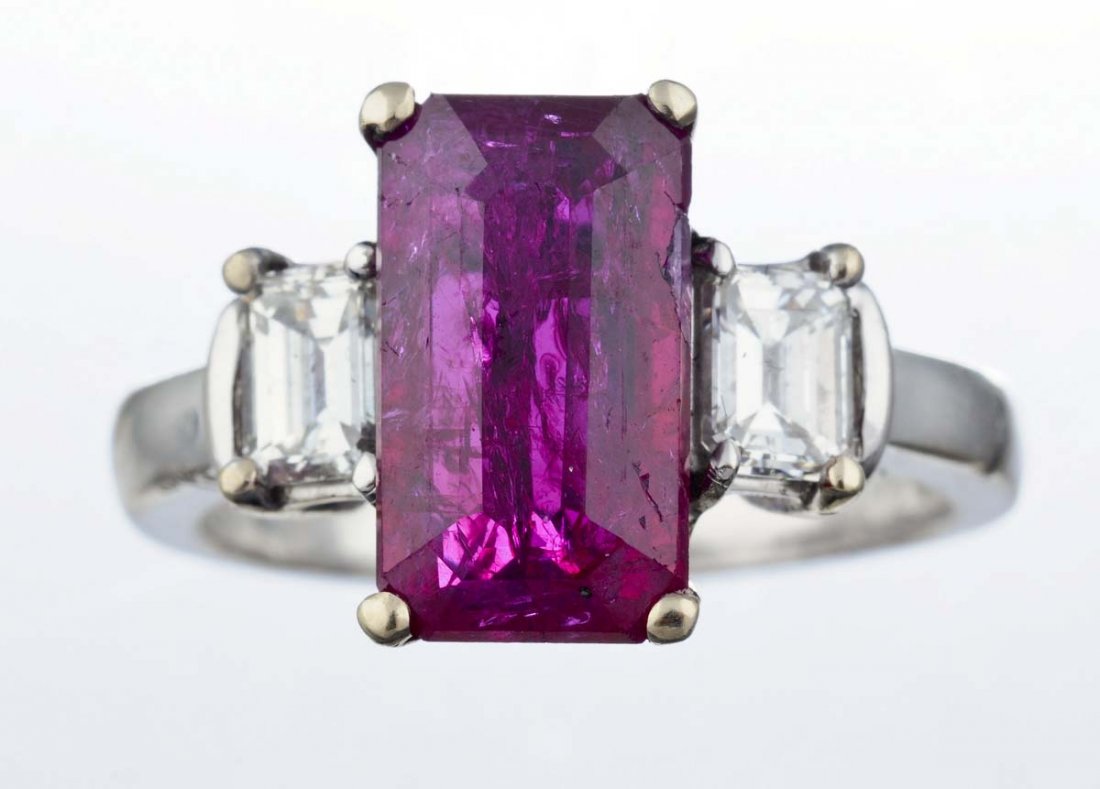 An Unheated Ruby And Diamond Ring. (1 of 3)
