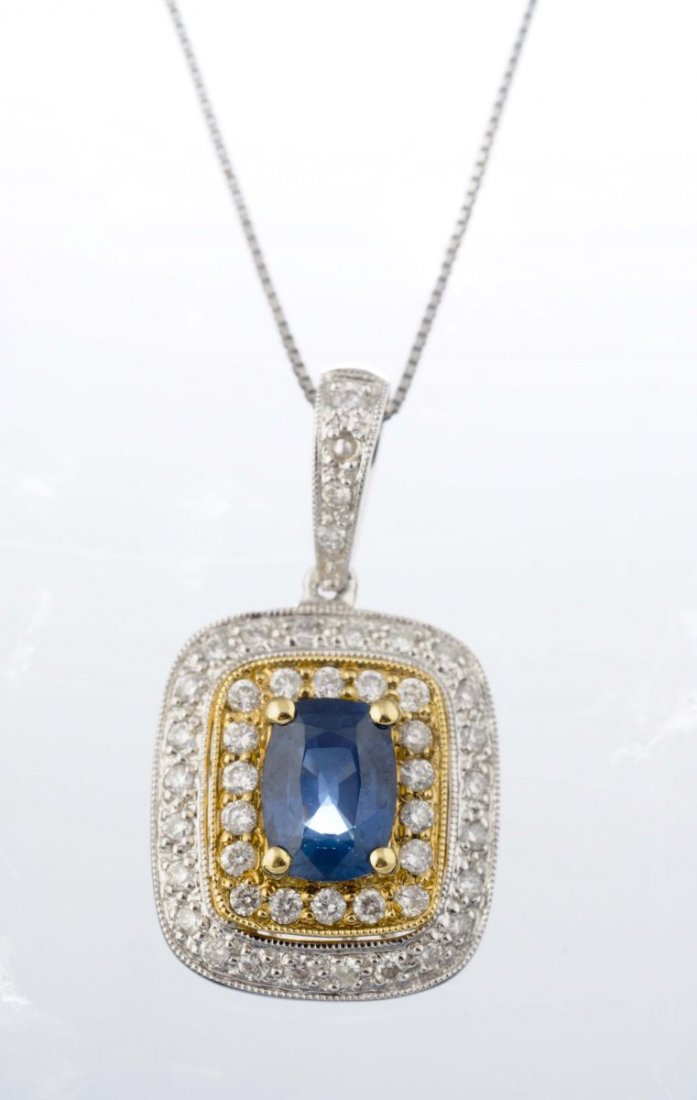 A Sapphire And Diamond Pendant Necklace. (1 of 1)