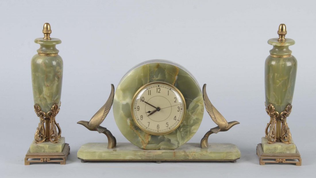 Lot Of 3: Art Deco Electric Mantle Clock Set (1 of 2)