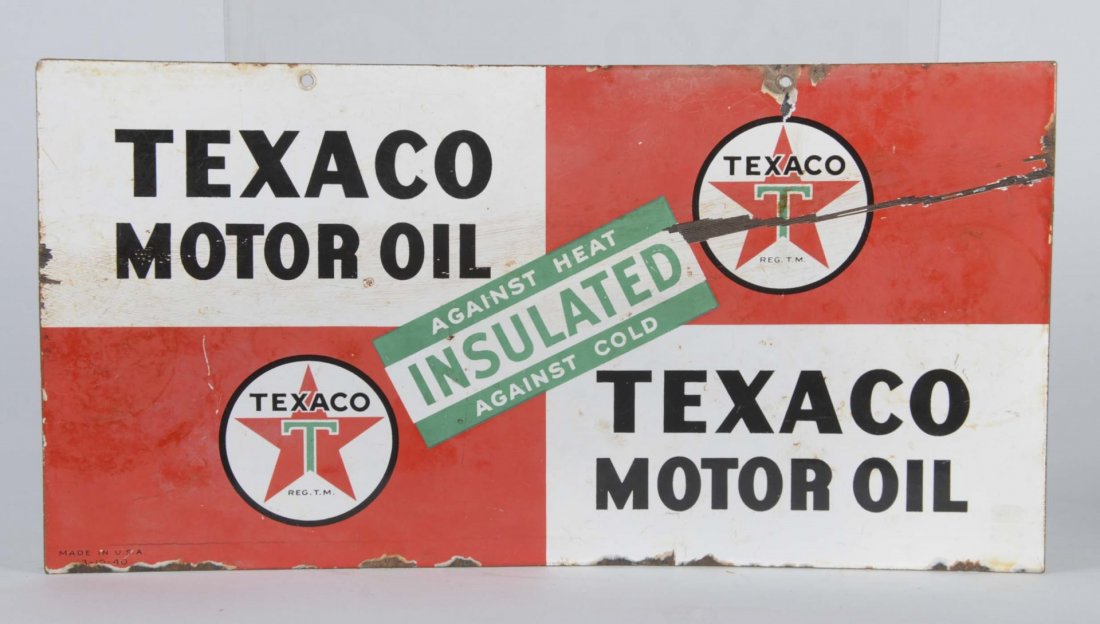 Texaco (White T) Motor Oil Insulated Sign (1 of 5)
