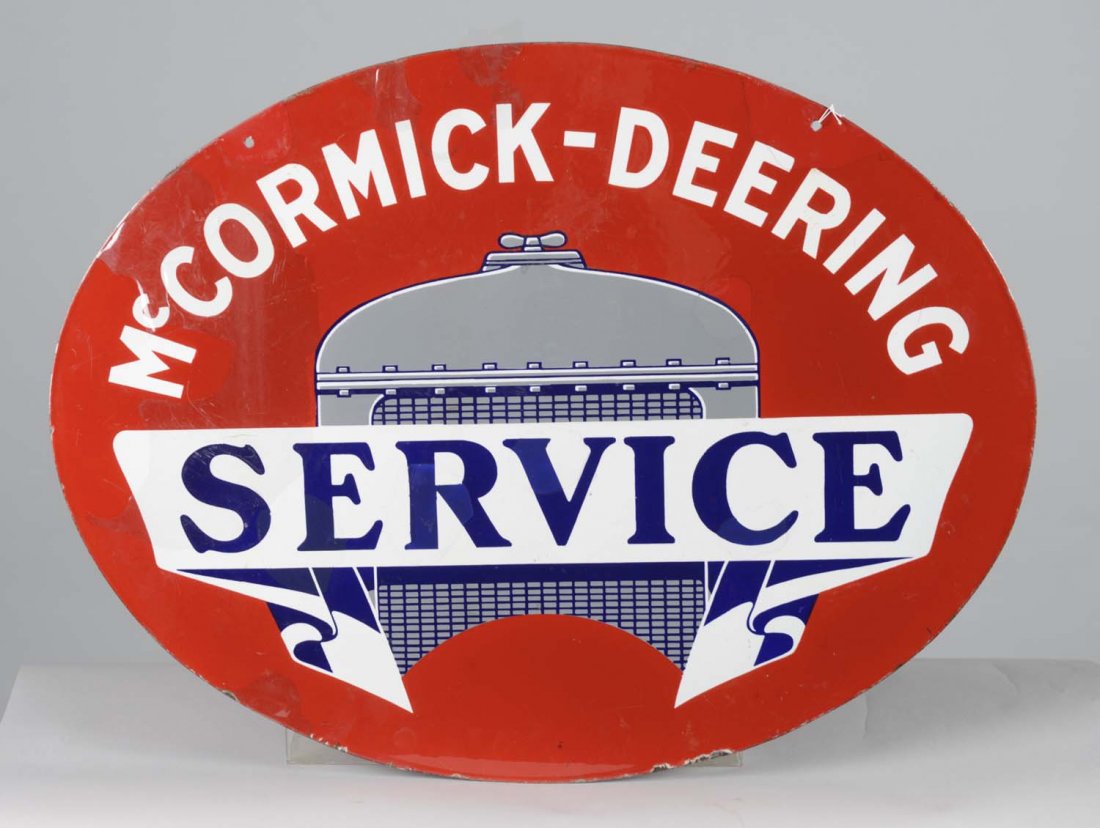 McCormick Deering Service Sign: Double sided porcelain sign. Restored. Condition (Restored). Size 24" x 32"