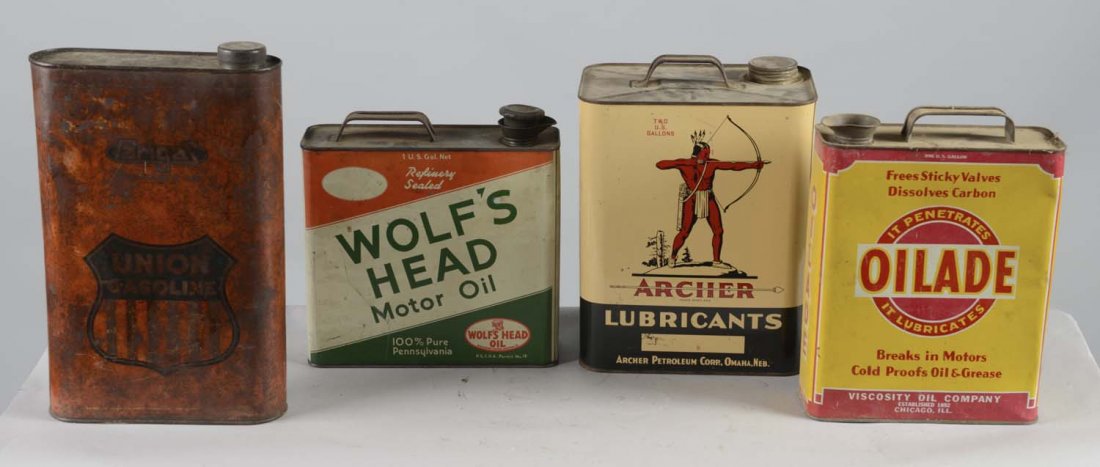 Lot Of 7: Larger Oil Cans Up To Two Gallons (1 of 4)