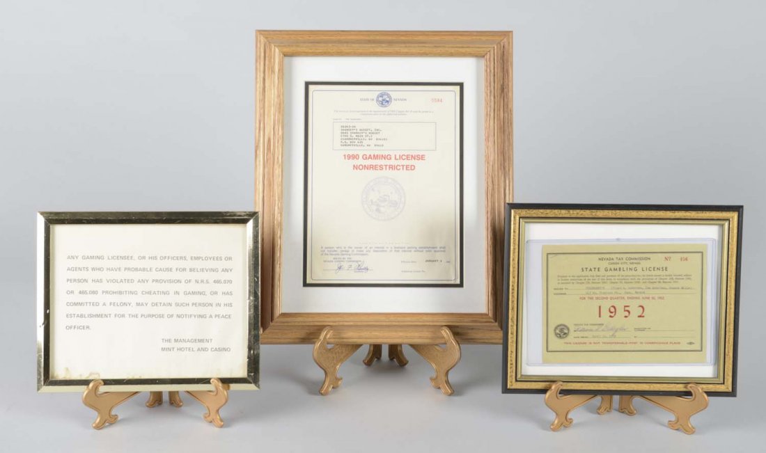 Lot Of 3: Framed Nevada Gaming Documents (1 of 1)