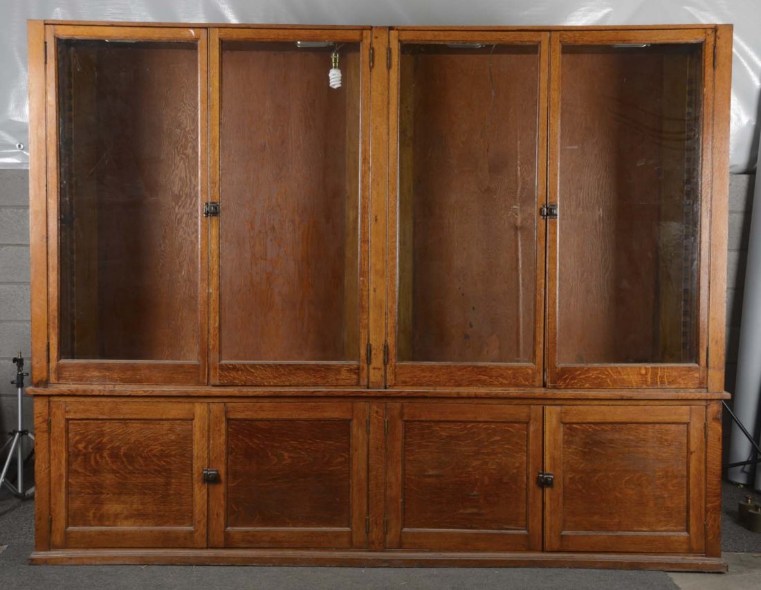 Three Piece Oak & Glass Country Store Cabinet (1 of 1)