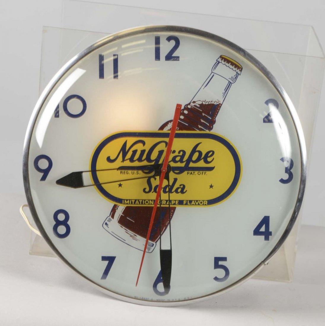 Nu Grape Soda With Bottle Round Lighted Clock (1 of 4)