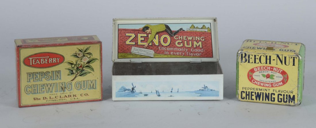 Lot Of 3: Tin Litho Gum Containers (1 of 1)