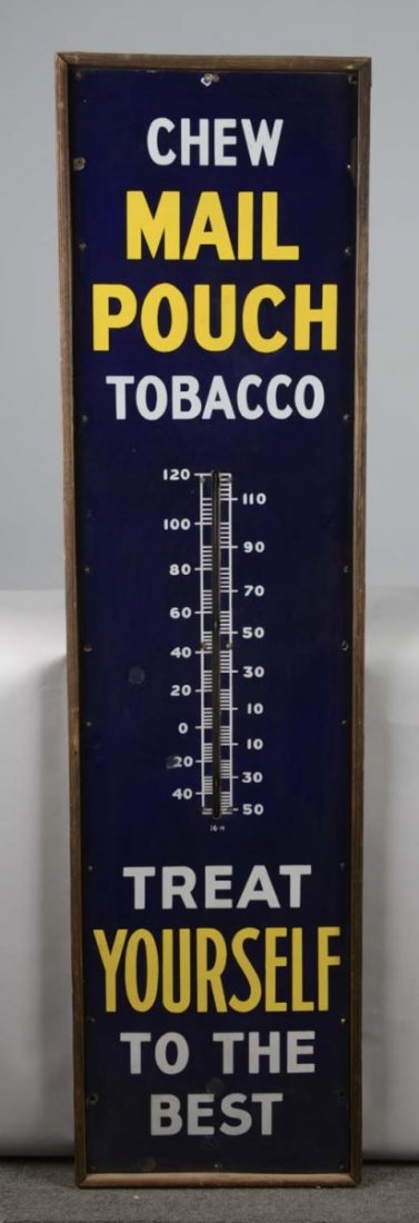 Mail Pouch Tobacco Porcelain Thermometer Sign (1 of 2)