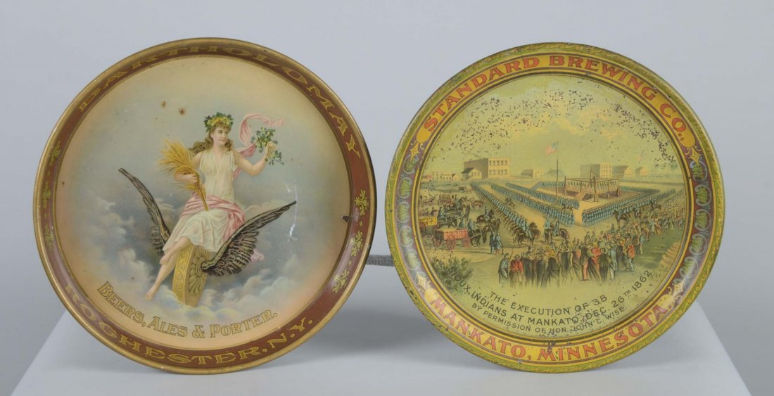 Lot Of 2: Beer Advertising Tin Round Serving Trays (1 of 1)