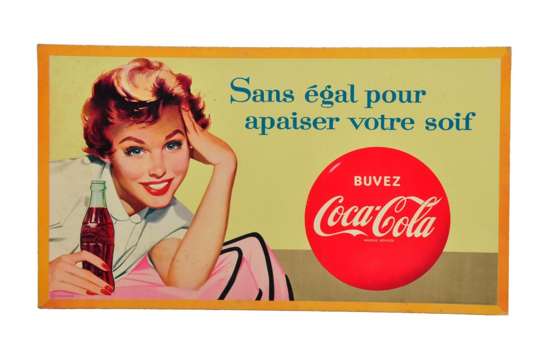 1949 1950's Cardboard French Coca Cola Sign. (1 of 1)