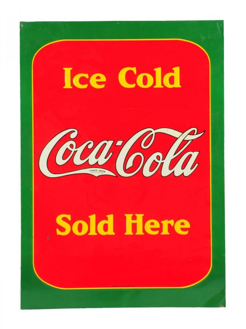 1938 Coca - Cola Embossed Tin Sidewalk Sign. (1 of 1)