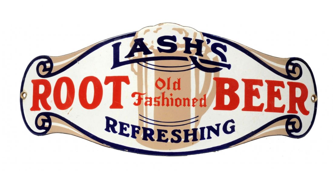 Lash's Root Beer Curved Porcelain Sign. (1 of 2)