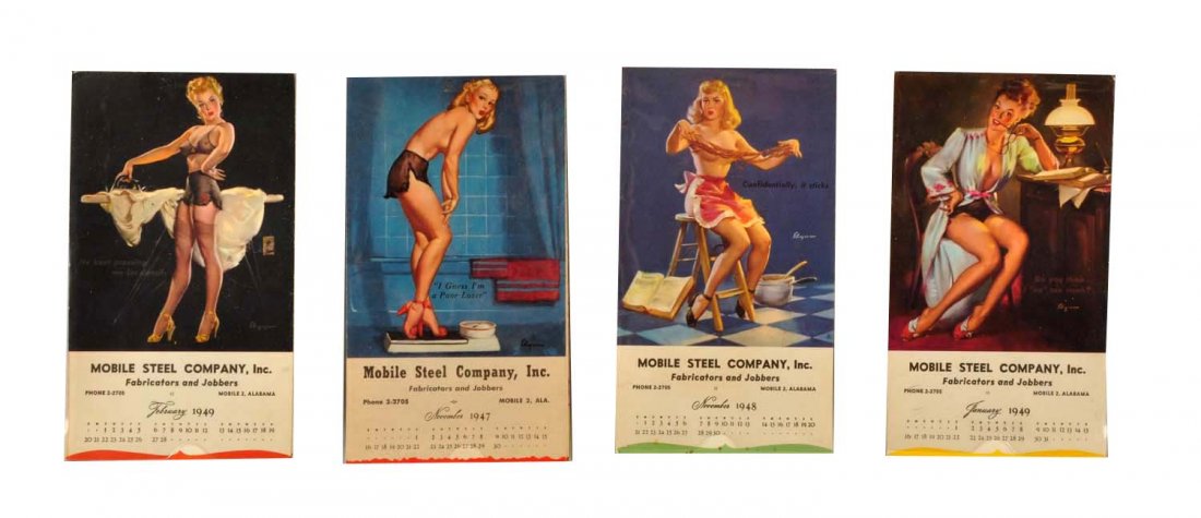 Lot of 4: 1940's Pin Up Calendar Pads. (1 of 2)