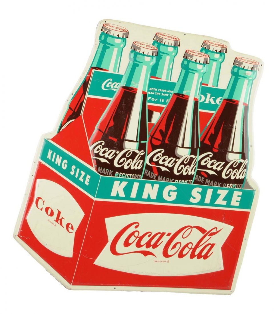 1960's Coca - Cola Large Embossed Tin 6 Pack. (1 of 1)