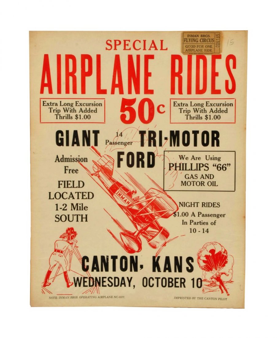 1920's Airplane Rides Cardboard Poster. (1 of 1)