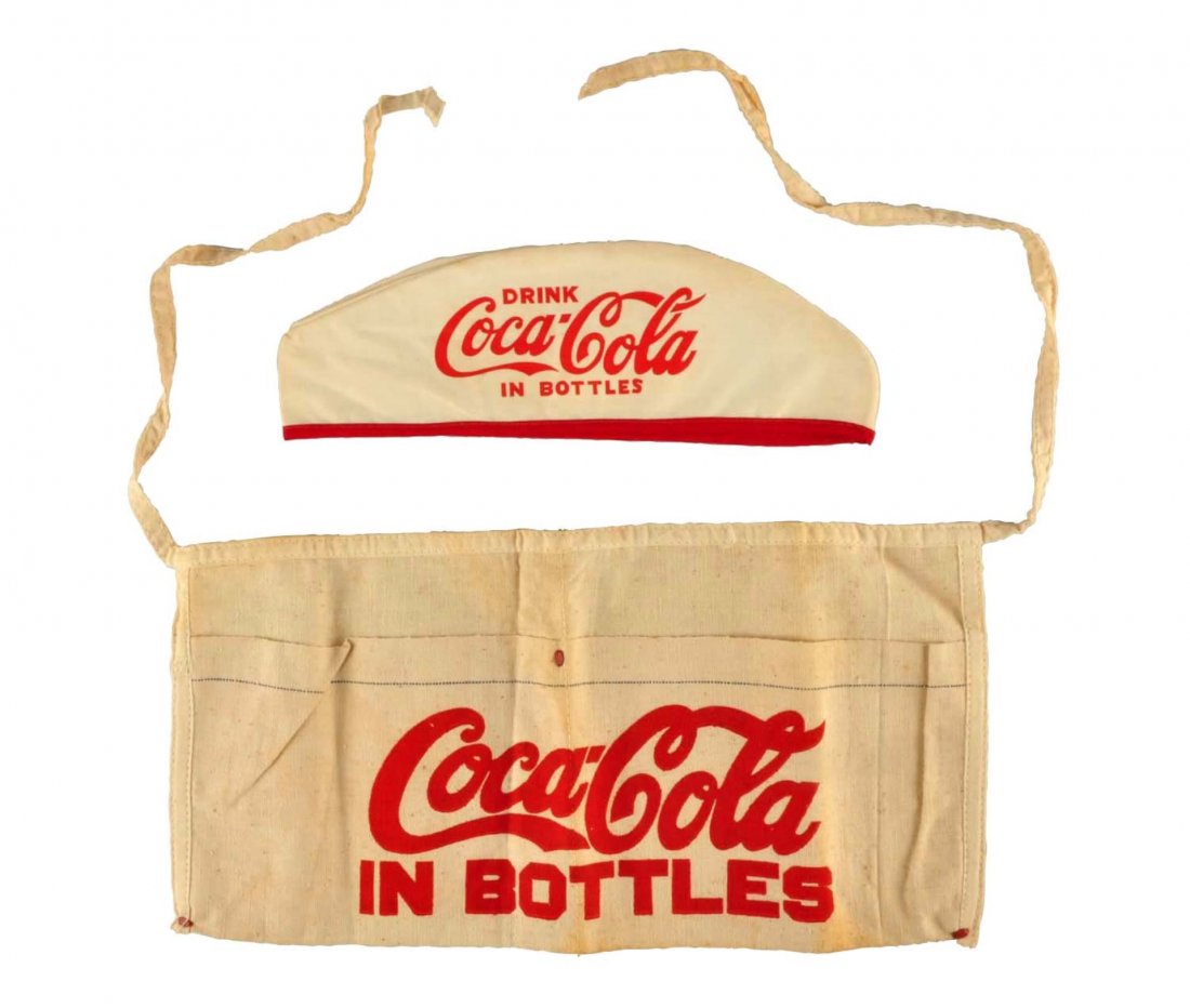 Lot Of 2: 1920's - 30's Coca - Cola Apron and Hat. (1 of 1)