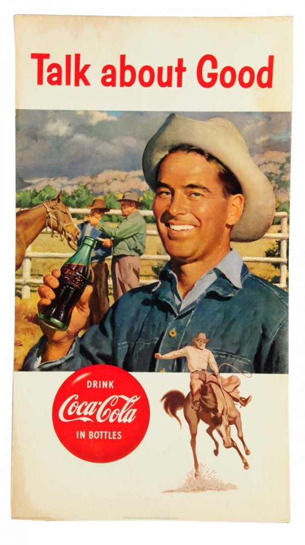 1956 Coca - Cola Cardboard Cowboy Poster. (1 of 1)