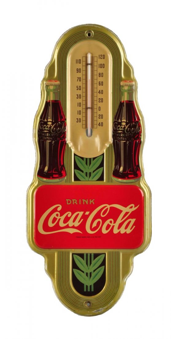 1941 Coca - Cola Double Bottle Thermometer. (1 of 2)