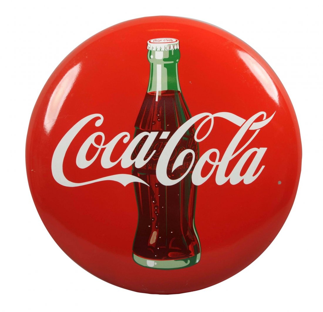 1950's Coca - Cola Porcelain Button with Bottle. (1 of 1)