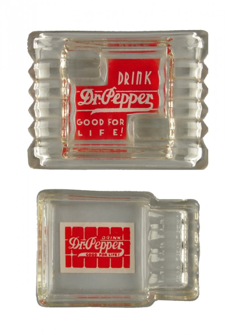 Lot Of 2: 1930's Dr. Pepper Glass Ashtrays. (1 of 1)