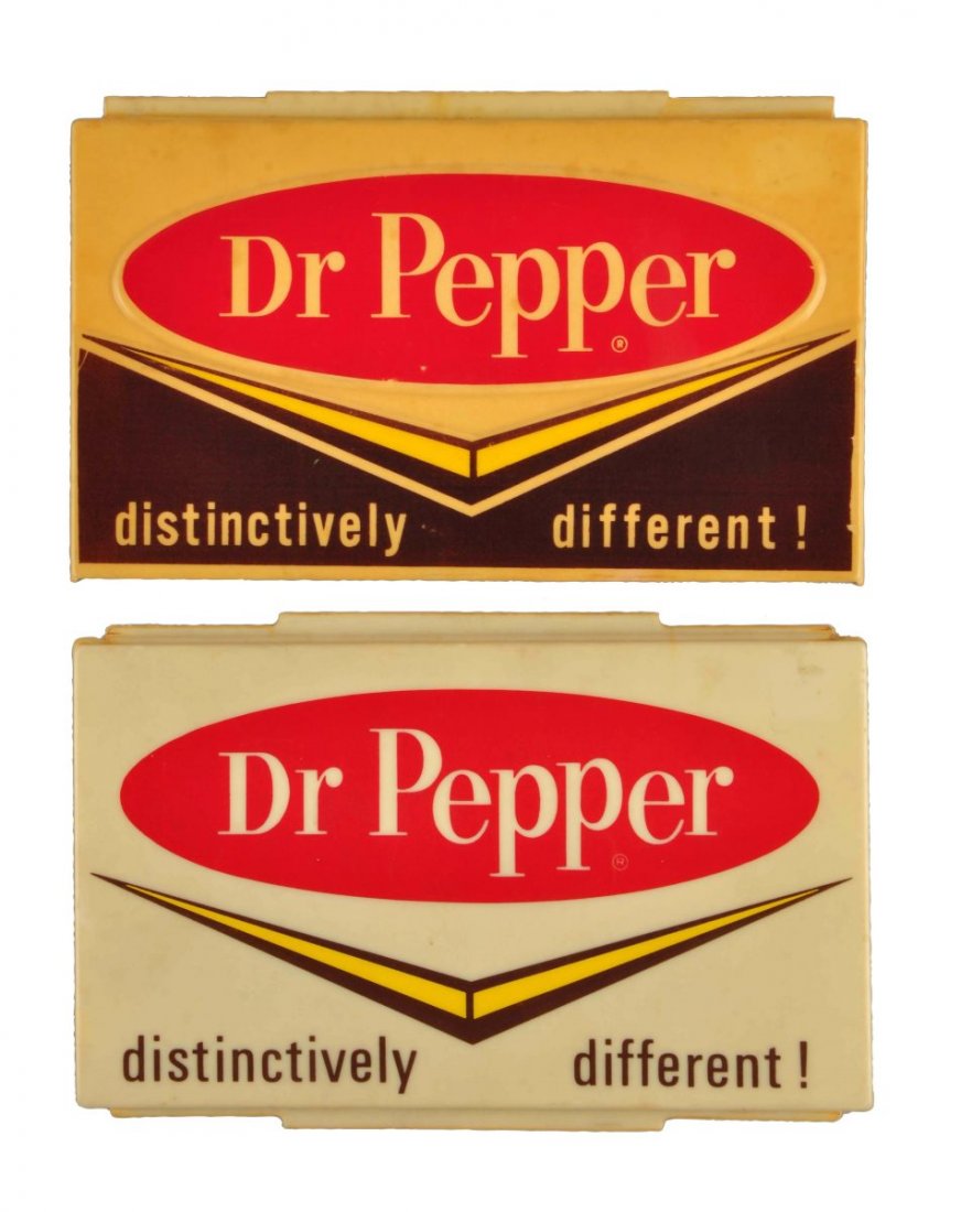 Lot Of 2: 1960's Dr. Pepper Small Plastic Signs. (1 of 1)