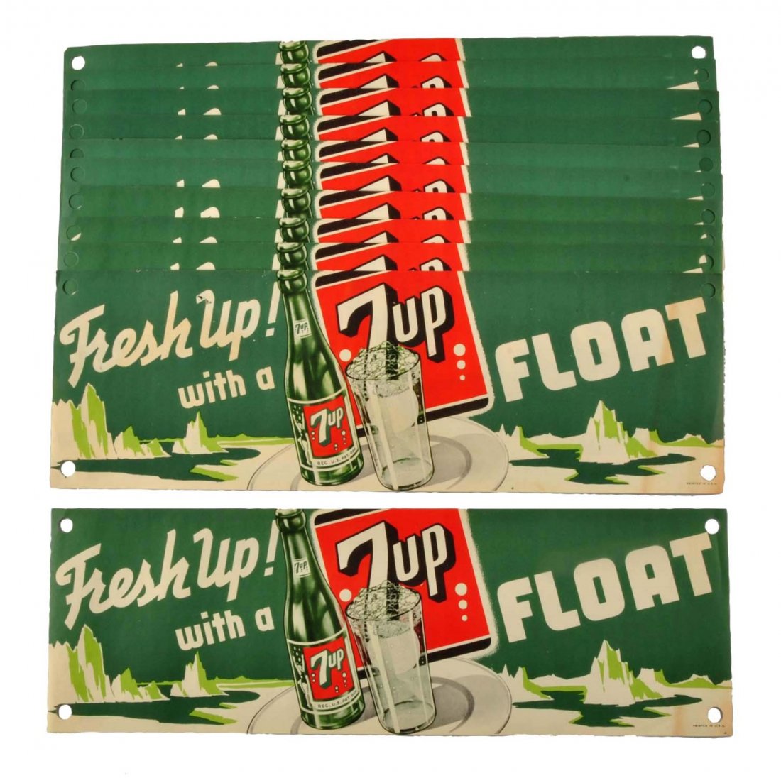 Lot Of 11: 1940's 7-Up Small Paper Signs. (1 of 1)