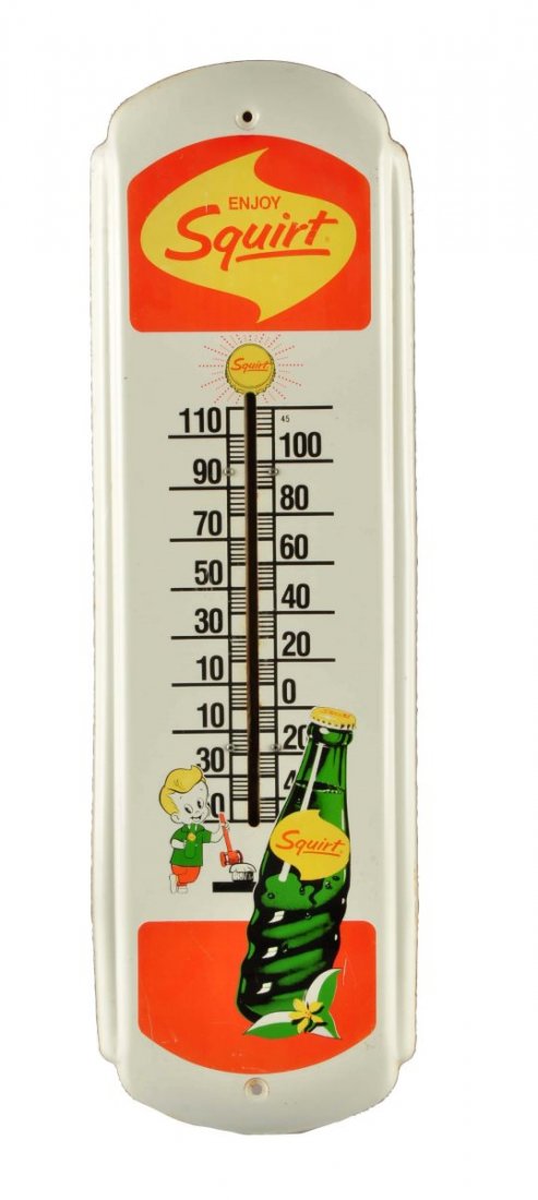 1960's Squirt Tin Thermometer. (1 of 2)