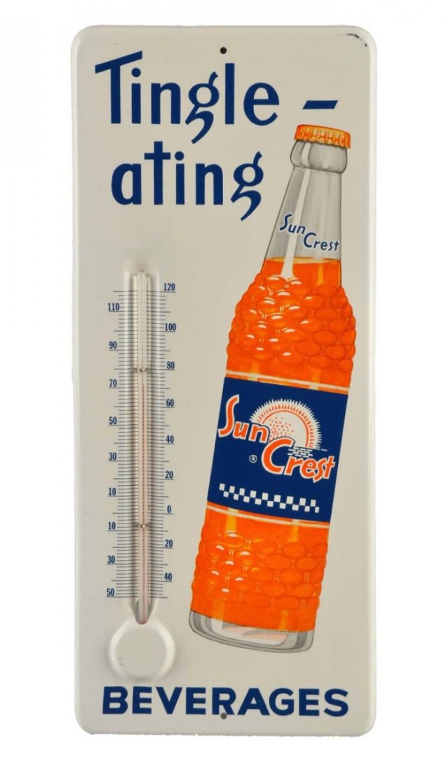 1950's Sun Crest Tin Thermometer. (1 of 2)