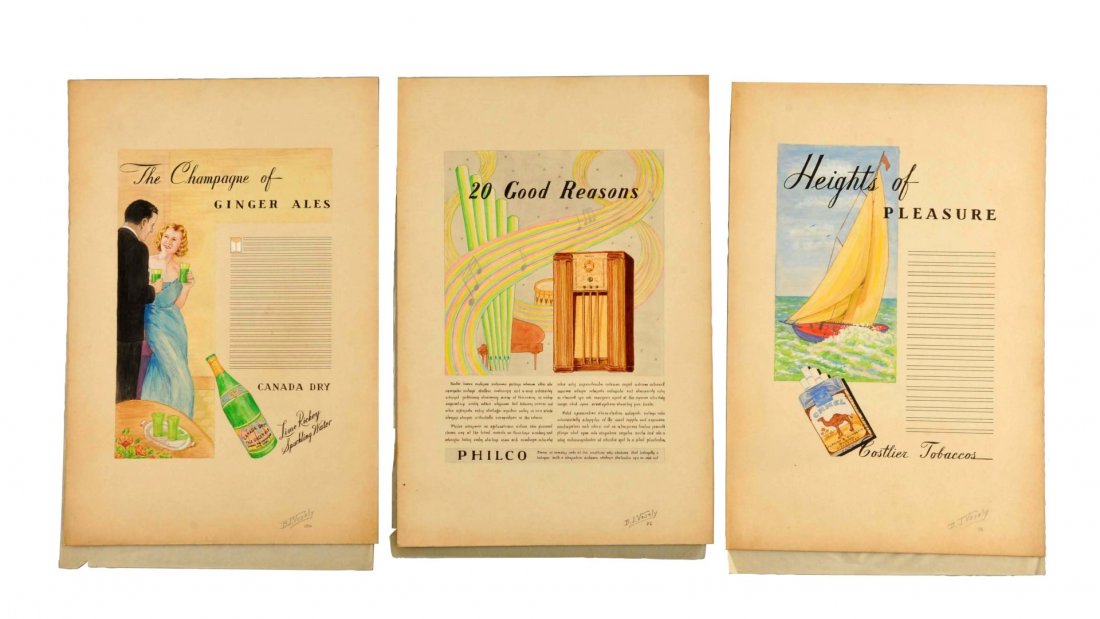 Lot Of 3: 1936 Original Artworks. (1 of 3)