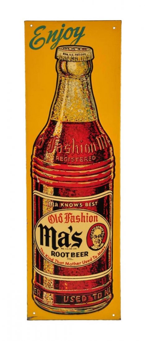 Ma's Root Beer Embossed Tin Sign. (1 of 1)