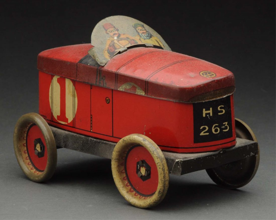 Early European Tin Litho Racing Car Biscuit Tin. (1 of 3)