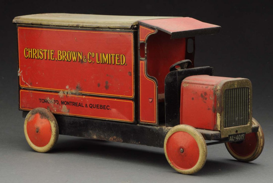 English Tin Litho Delivery Truck Biscuit Tin. (1 of 4)