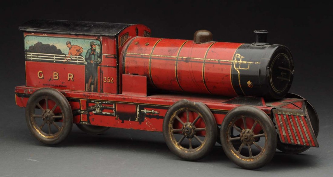 English Tin Litho Railroad Engine Biscuit Tin. (1 of 3)