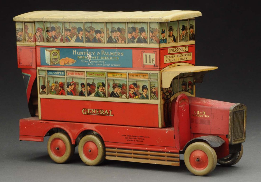 Rare English Huntley & Palmers Bus Biscuit Tin. (1 of 3)