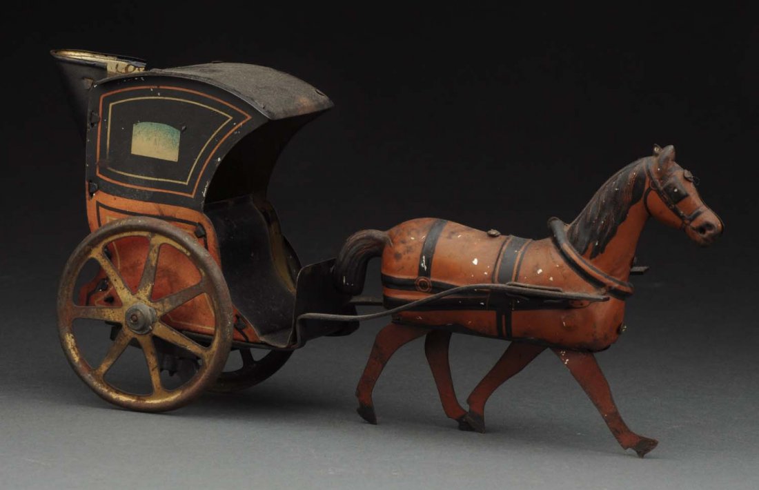 Tin Litho French Wind-up Hansom Cab. (1 of 2)