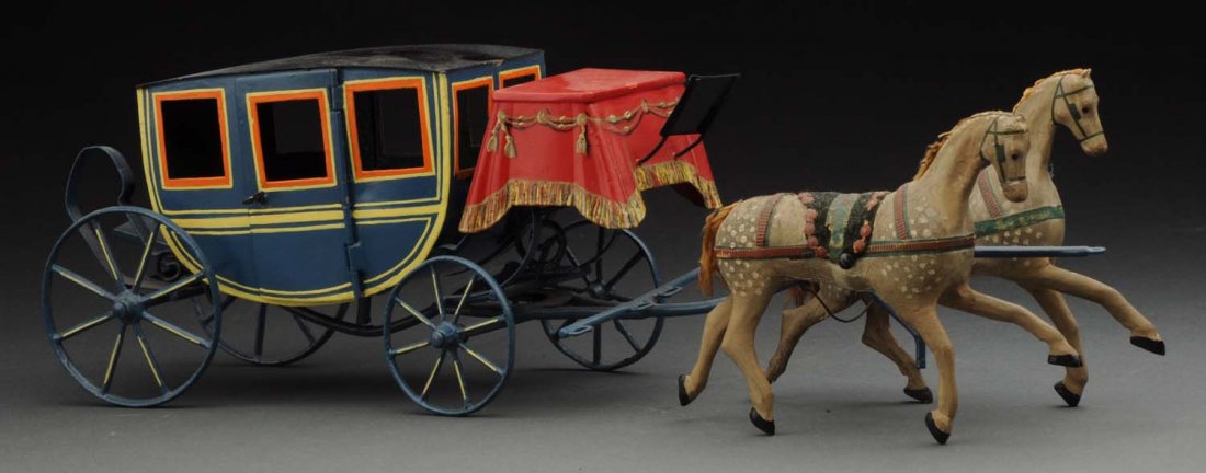 Early French Horse Drawn Carriage Toy. (1 of 2)