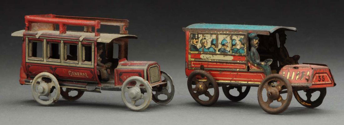 Lot of 2: German Tin Litho Penny Toy Buses. (1 of 2)